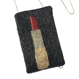 Mary Frances Touch Up Beaded Lipstick Crossbody Phone Evening Bag Purse